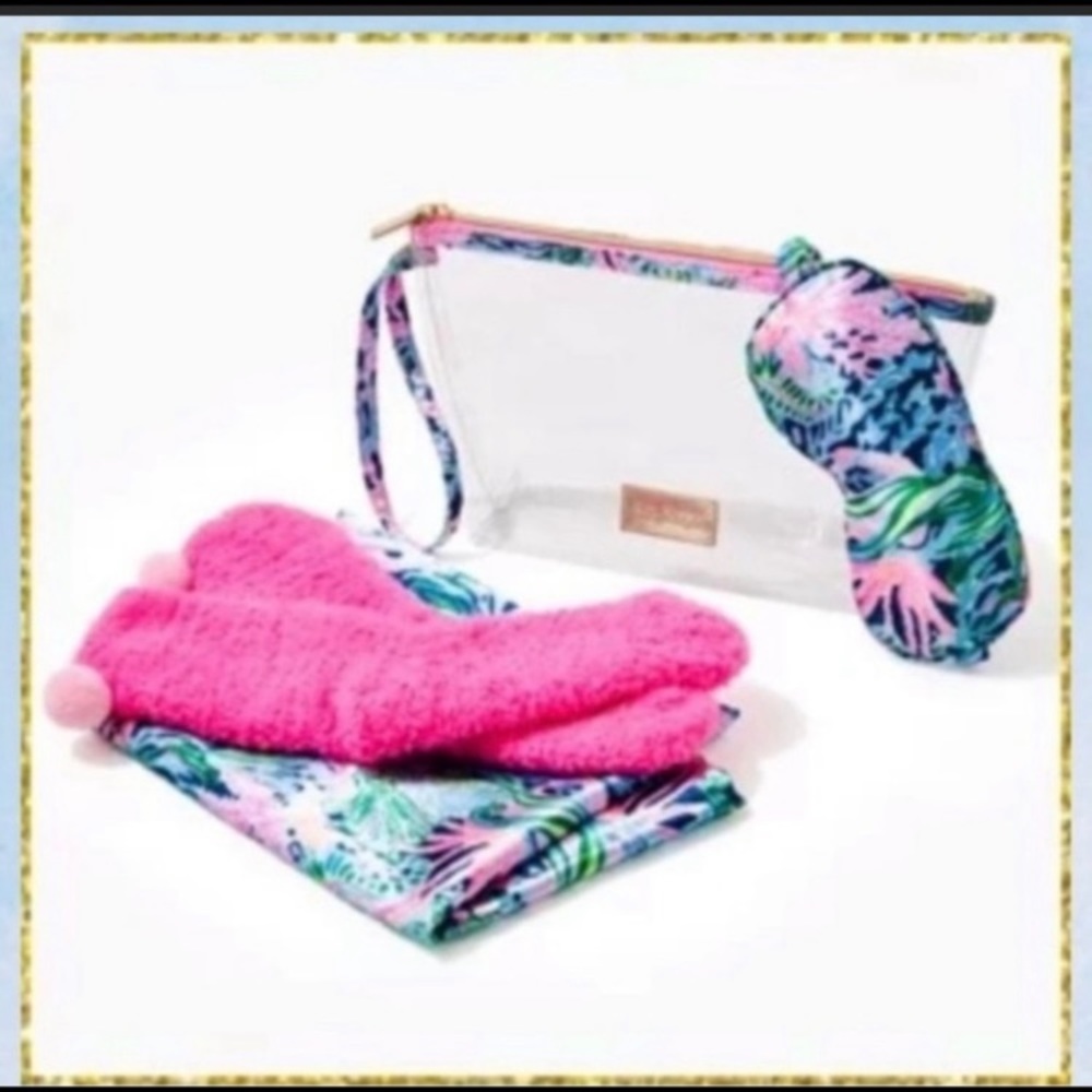 Lilly Pulitzer GWP High Tide Navy Bringing Mermaid Back Clear Zipper Pouch